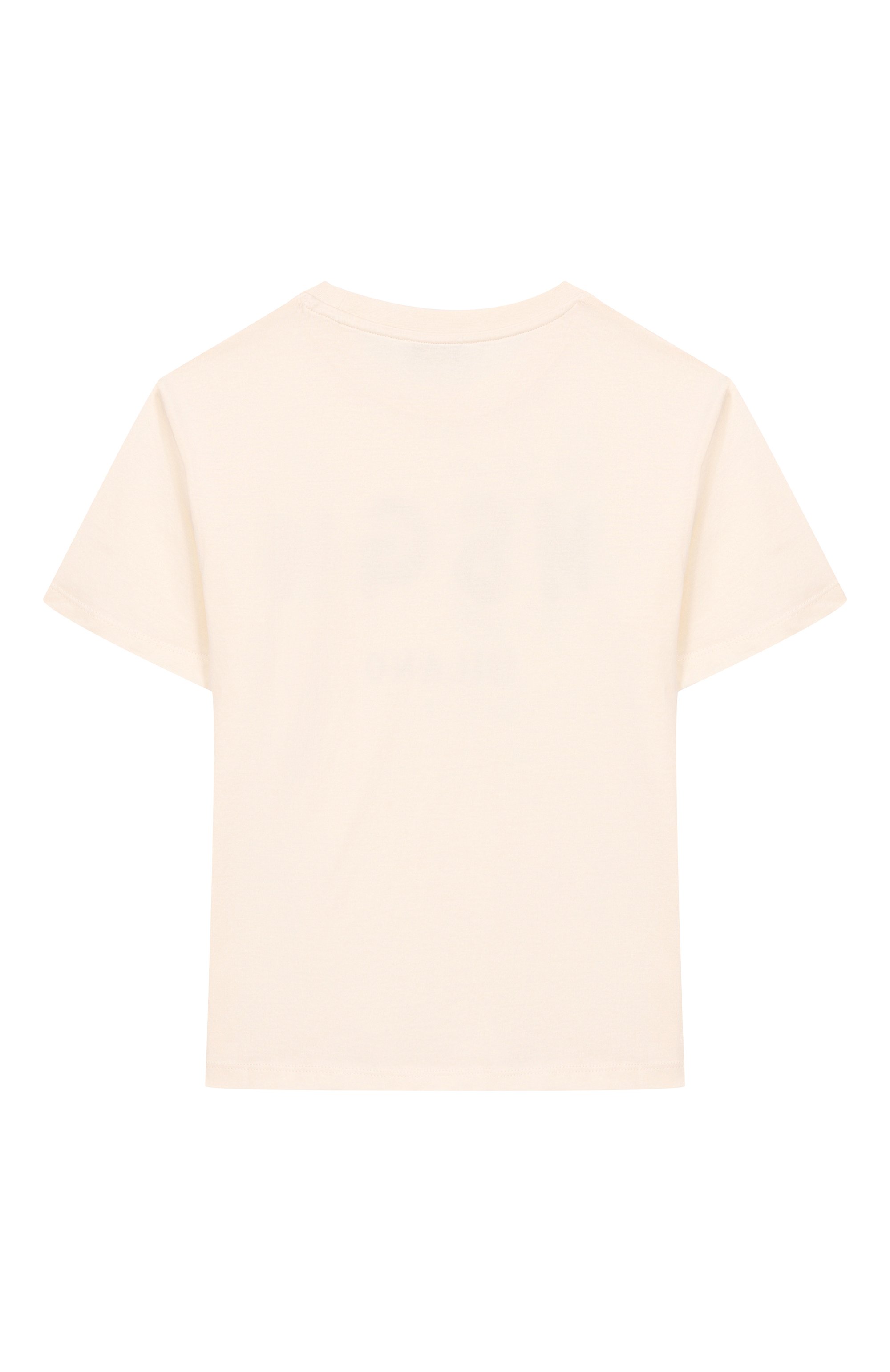 Хлопковая футболка MSGM KIDS кремового цвета по цене 4695 руб., арт. S6MSJUTH001, фото 2 Хлопковая футболка MSGM KIDS, арт. S6MSJUTH001, фото 2