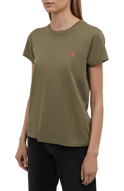 Хлопковая футболка POLO RALPH LAUREN зеленого цвета по цене 8590 руб., арт. 211734144, фото 3 Хлопковая футболка POLO RALPH LAUREN, арт. 211734144, фото 3