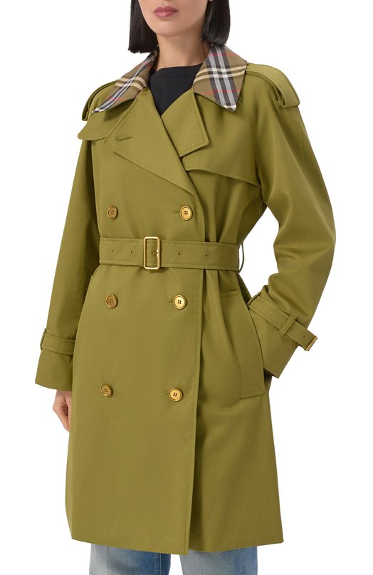 Хлопковый тренч Burberry 8111166 Зелёный  8111166 Фото 3