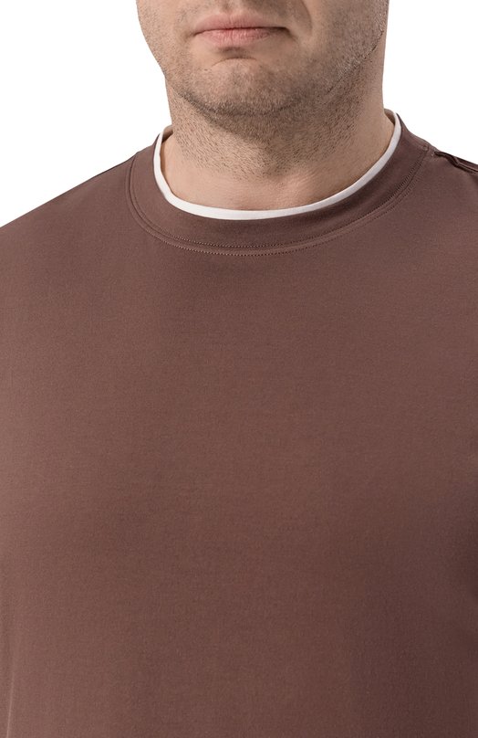Хлопковая футболка Brunello Cucinelli M0B137427 Коричневый  M0B137427 Фото 5