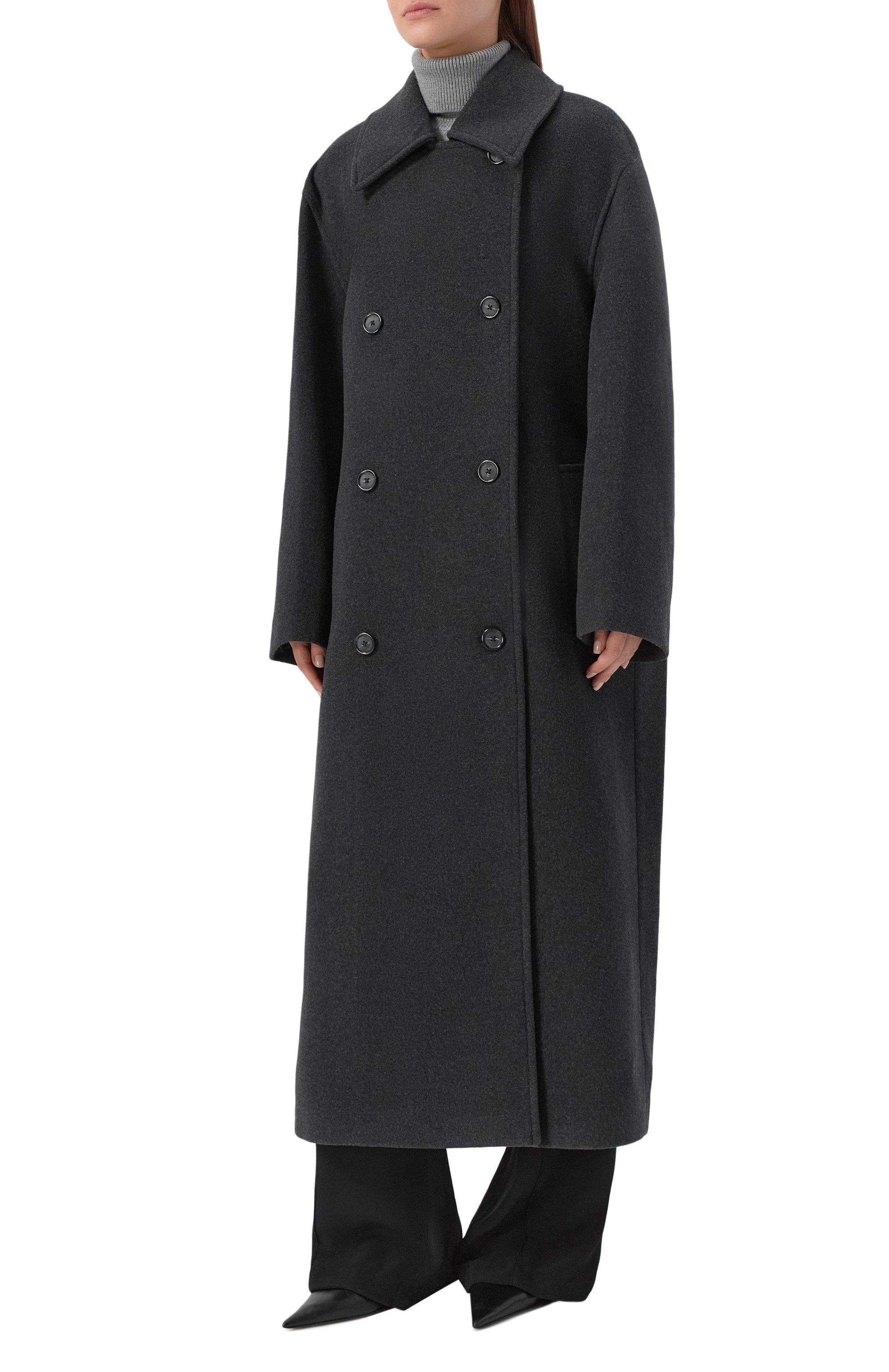 Пальто из шерсти и кашемира TOTEME серого цвета по цене 185000 руб., арт. 254-WR00231-FB0532, фото 3 Пальто из шерсти и кашемира TOTEME, арт. 254-WR00231-FB0532, фото 3