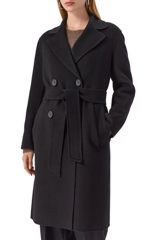 Пальто из кашемира и шерсти Max Mara Studio CANNETI Чёрный  CANNETI Фото 3