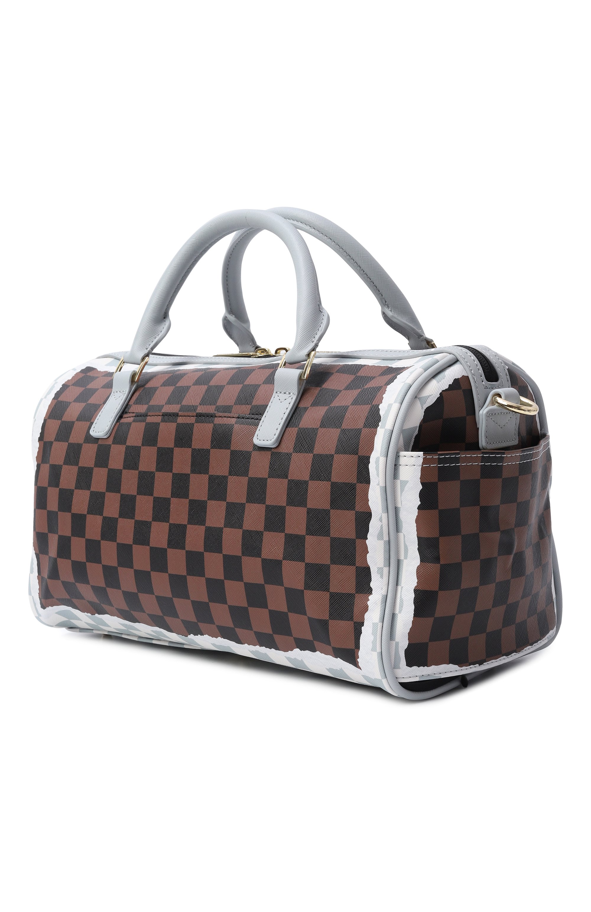 Дорожная сумка tear check SPRAYGROUND светло-серого цвета по цене 17050 руб., арт. 910D8293NSZ/CREAM BR0WN TEAR CHECK MINI DUFFLE, фото 2 Дорожная сумка tear check SPRAYGROUND, арт. 910D8293NSZ/CREAM BR0WN TEAR CHECK MINI DUFFLE, фото 2
