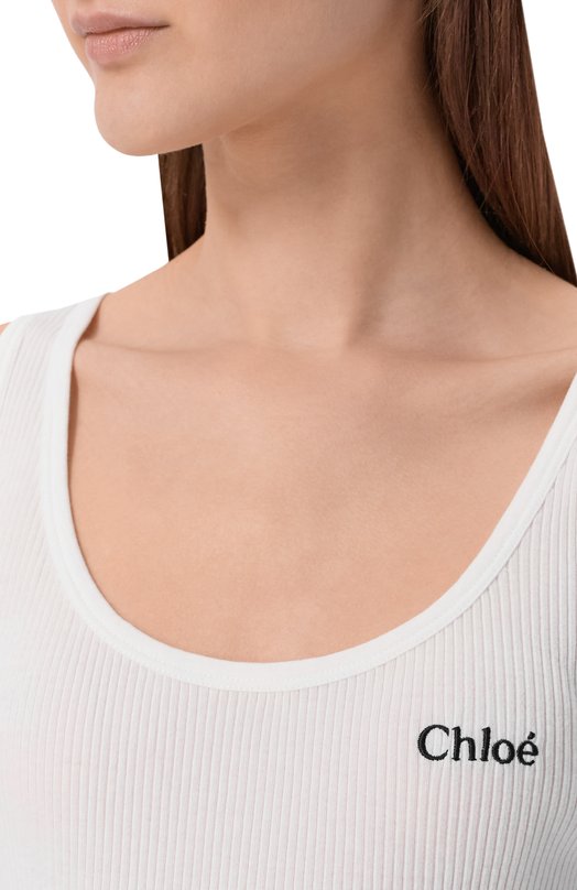 Хлопковая майка Chloé CH25SJH12180 Белый  CH25SJH12180 Фото 5