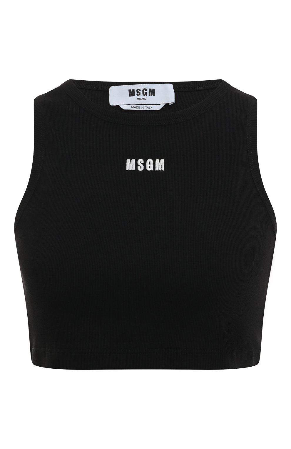 Хлопковая майка MSGM черного цвета по цене 14100 руб., арт. 3441MDT67/237120, фото 1 Хлопковая майка MSGM, арт. 3441MDT67/237120, фото 1