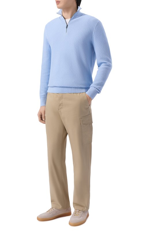 Хлопковый джемпер BOSS 50555118 Голубой  50555118 Фото 2