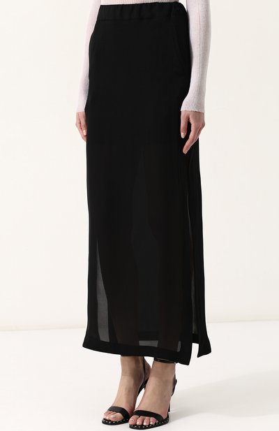 Однотонная шелковая юбка с разрезами ISABEL BENENATO, арт. WW74S18, фото 3