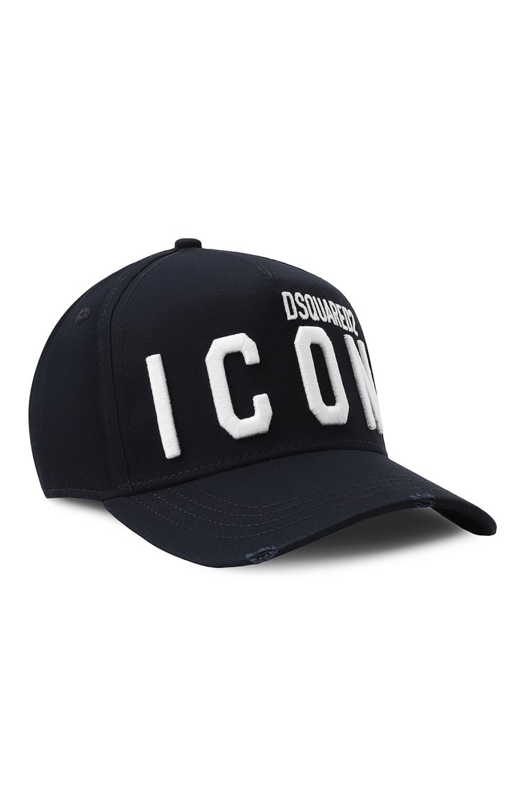 Мужская хлопковая бейсболка icon DSQUARED2 темно-синего цвета, арт. BCM0412 05C00001 | Фото 1 (Материал: Хлопок, Текстиль; Нос: Не проставлено)