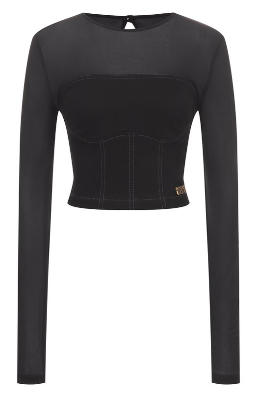 Хлопковый топ Versace Jeans Couture 79HAM252/DT037Q Чёрный 79HAM252/DT037Q