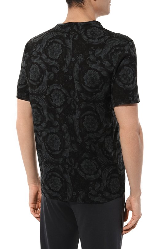 Хлопковая футболка Versace 1000959/1A00515 Серый  1000959/1A00515 Фото 4