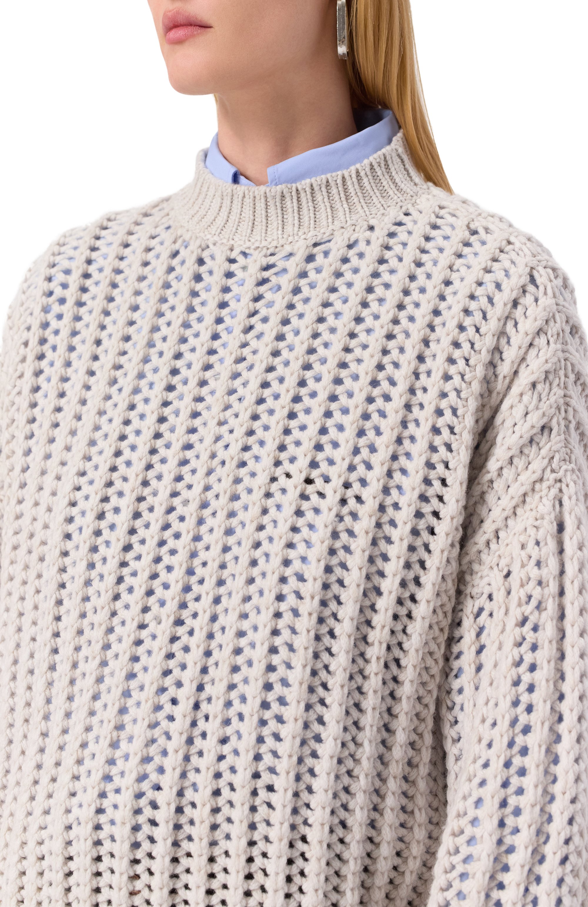 Кашемировый свитер BRUNELLO CUCINELLI серого цвета по цене 382500 руб., арт. M52363800, фото 5 Кашемировый свитер BRUNELLO CUCINELLI, арт. M52363800, фото 5