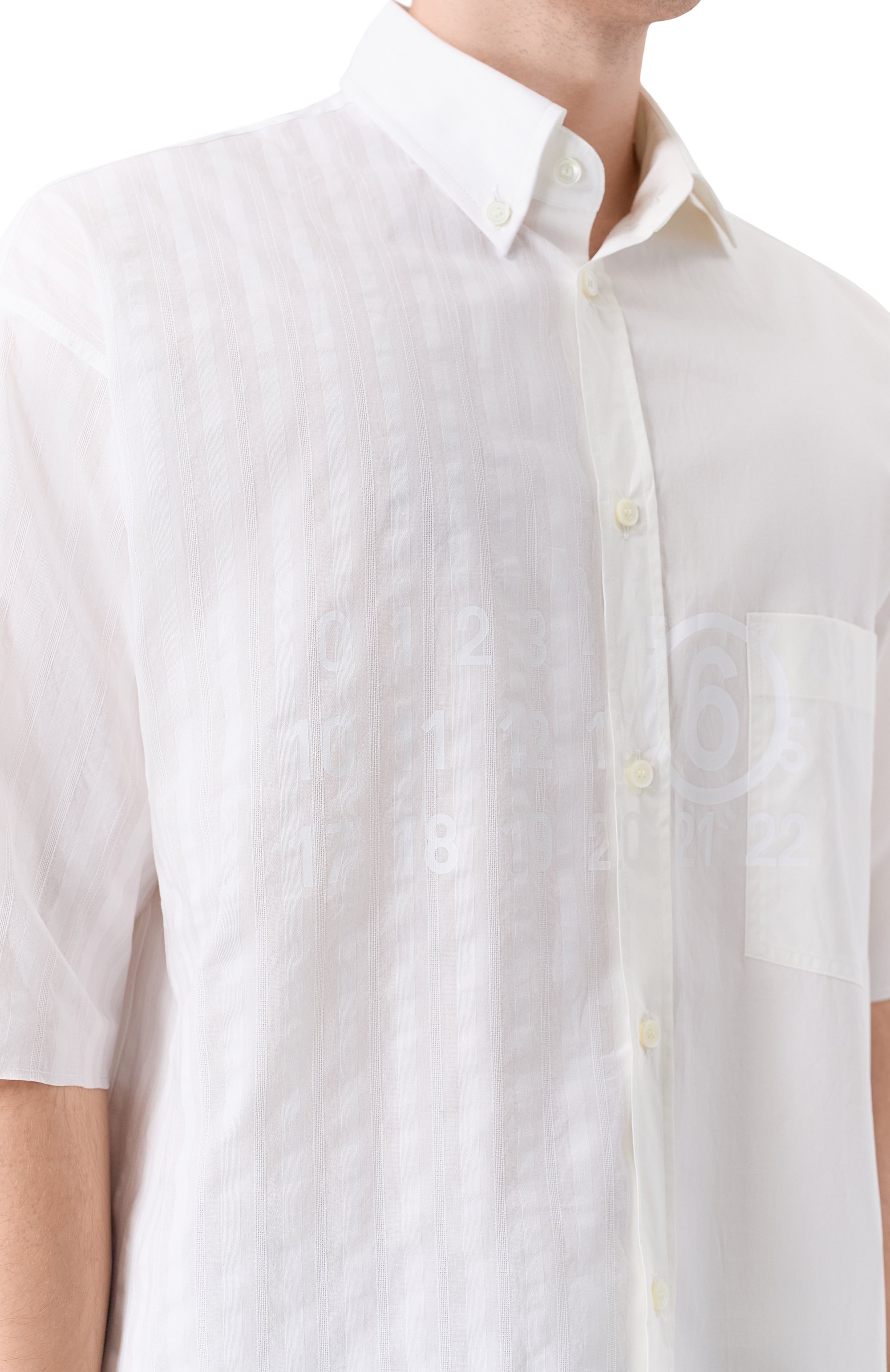 Хлопковая рубашка MM6 белого цвета по цене 78950 руб., арт. SH0DR0007/MTN135, фото 5 Хлопковая рубашка MM6, арт. SH0DR0007/MTN135, фото 5