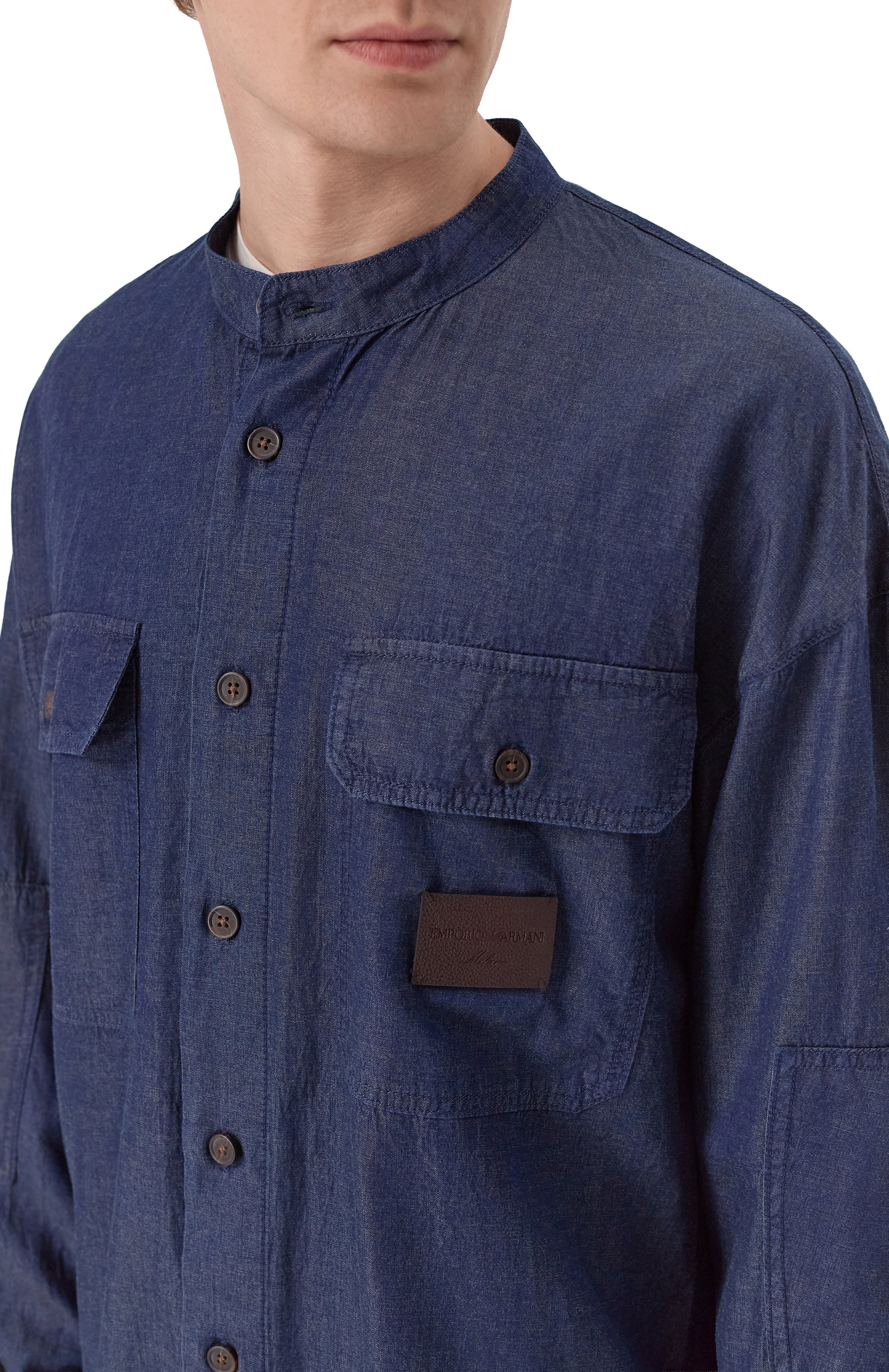 Рубашка из лиоцелла и хлопка EMPORIO ARMANI, арт. EM005495/AF25156, фото 5