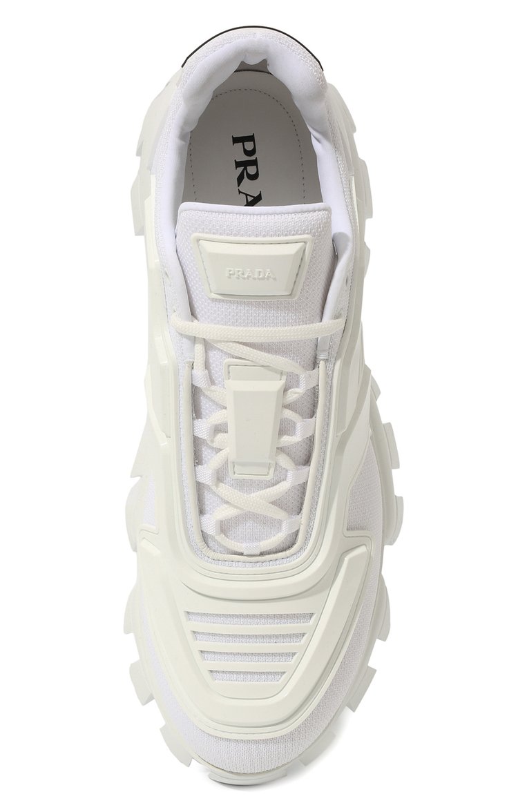 Мужские кроссовки PRADA белого цвета, арт. 2EG293-3KZU-F0009 | Фото 6 (Материал внешний: Текстиль; Материал утеплителя: Без утеплителя; Стили: Классический, Гранж; Подошва: Массивная; Кросс-КТ: Низкие)