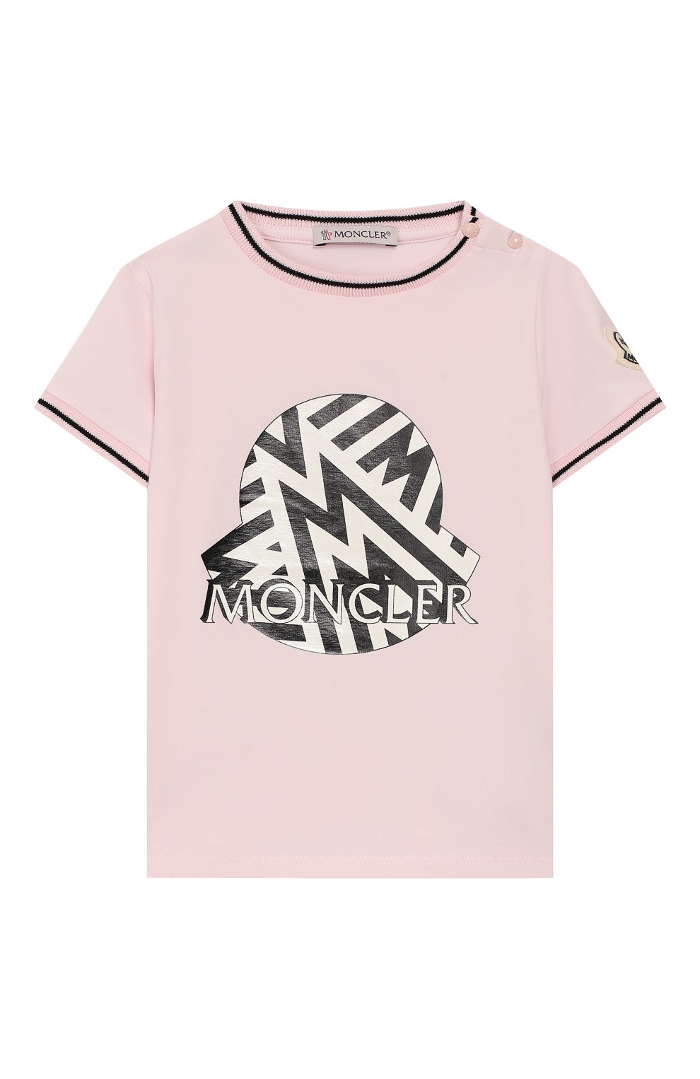 Хлопковая футболка MONCLER розового цвета по цене 13200 руб., арт. F1-951-8C702-10-8790A, фото 1 Хлопковая футболка MONCLER, арт. F1-951-8C702-10-8790A, фото 1