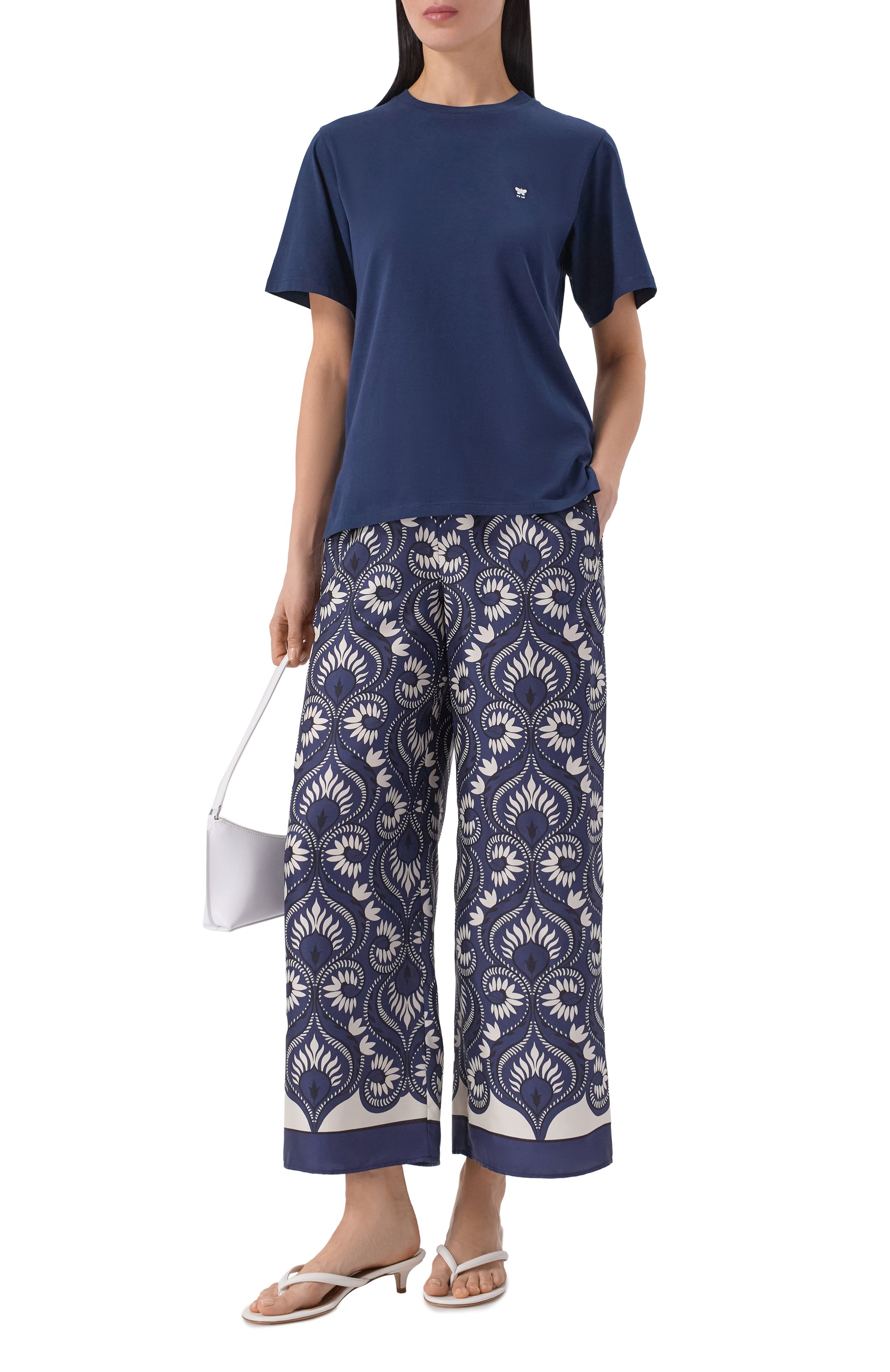 Шелковые брюки WEEKEND MAX MARA синего цвета по цене 39450 руб., арт. WKD0TTIC0, фото 2 Шелковые брюки WEEKEND MAX MARA, арт. WKD0TTIC0, фото 2