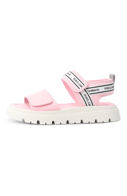 Детские текстильные сандалии DOLCE & GABBANA светло-розового цвета, арт. DA5249/AE928/37-39 | Фото 2 (Нос: Не проставлено; Материал внутренний: Текстиль, Натуральная кожа; Материал внешний: Текстиль; Материал сплава: Проставлено)
