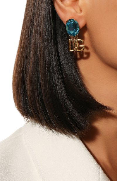 Клипсы DOLCE & GABBANA голубого цвета по цене 49950 руб., арт. WE0201 W1111, фото 2 Клипсы DOLCE & GABBANA, арт. WE0201 W1111, фото 2