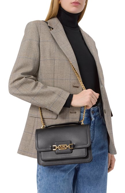 Женская сумка heather large MICHAEL MICHAEL KORS черного цвета, арт. 30S2G7HL3L | Фото 2 (Ремень/цепочка: На ремешке; Материал: Натуральная кожа; Материал сплава: Проставлено; Драгоценные камни: Проставлено; Размер: large)