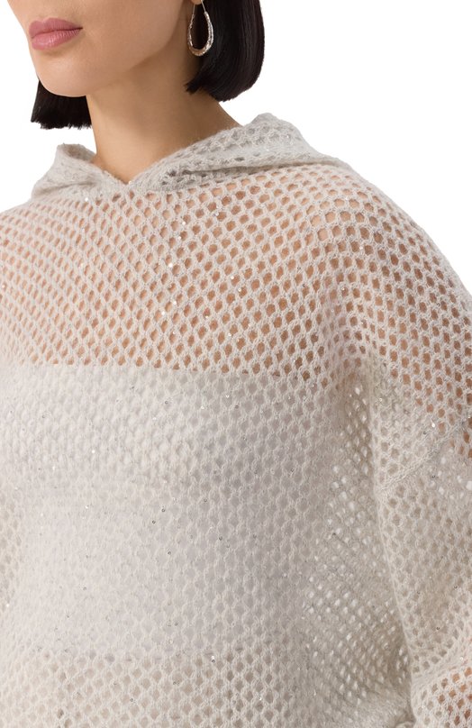 Худи из шерсти и хлопка Brunello Cucinelli MPS732409P Серый  MPS732409P Фото 5