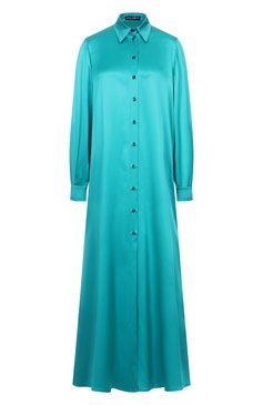 Женское атласное платье DOLCE & GABBANA бирюзового цвета, арт. F6DJPT/FU1UU | Фото 1 (Драгоценные камни: Проставлено; Материал сплава: Проставлено; Материал внешний: Шелк; Рукава: Длинные; Женское Кросс-КТ: Платье-одежда; Случай: Коктейльный; Стили: Романтичный; Длина Ж (юбки, платья, шорты): Макси)