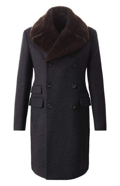 Кашемировое пальто с воротником из нутрии PRADA, арт. UC337D-1HM7-F0308-142, фото 1