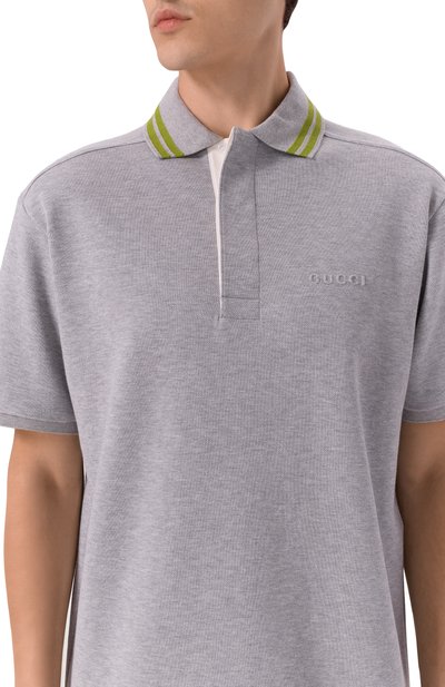 Хлопковое поло GUCCI серого цвета по цене 157500 руб., арт. 811234/XJG7C, фото 5 Хлопковое поло GUCCI, арт. 811234/XJG7C, фото 5