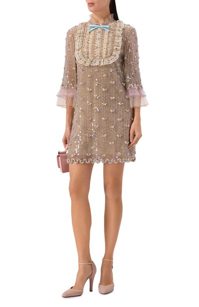 Платье с отделкой пайетками и бисером VALENTINO, арт. 7B3VADR8/1ED, фото 2