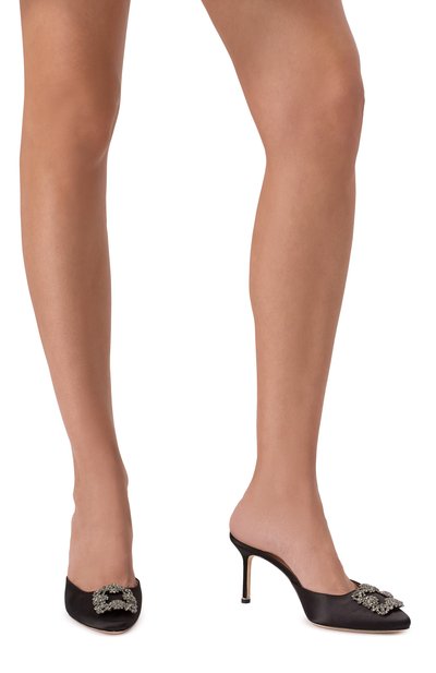 Текстильные мюли hangisi MANOLO BLAHNIK черного цвета по цене 130500 руб., арт. 9XX-0726/SAT, фото 3 Текстильные мюли hangisi MANOLO BLAHNIK, арт. 9XX-0726/SAT, фото 3