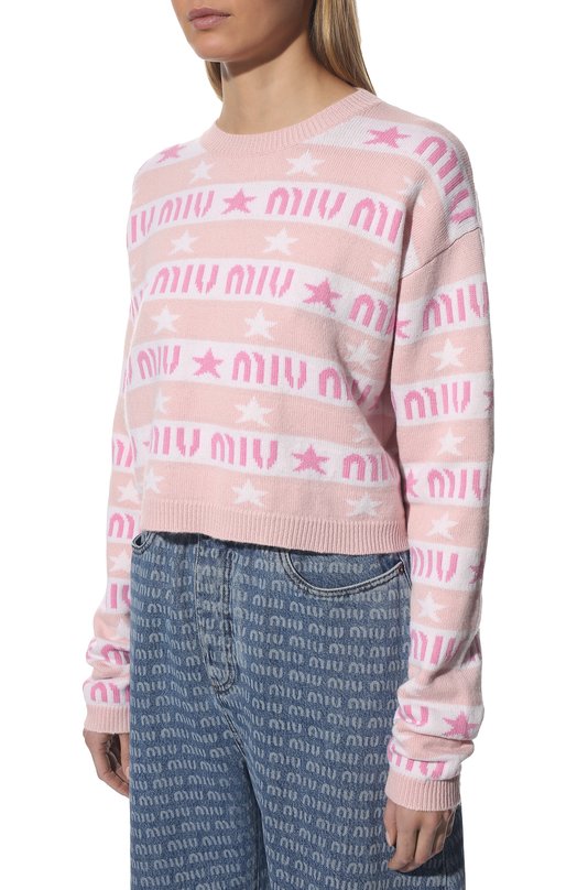Кашемировый пуловер Miu Miu MML551-10C6-F0442 Розовый  MML551-10C6-F0442 Фото 3
