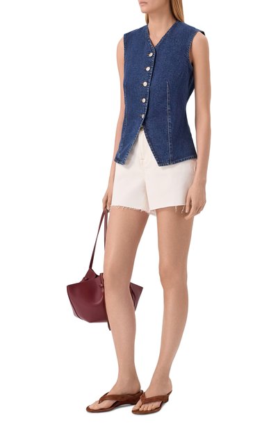 Джинсовый жилет 7 FOR ALL MANKIND синего цвета по цене 29150 руб., арт. 7UK90B86-3NH, фото 2 Джинсовый жилет 7 FOR ALL MANKIND, арт. 7UK90B86-3NH, фото 2