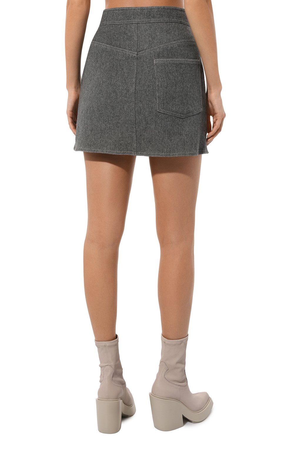 Юбка из шерсти и хлопка LVIR серого цвета по цене 36100 руб., арт. LV23F-SK03B, фото 4 Юбка из шерсти и хлопка LVIR, арт. LV23F-SK03B, фото 4