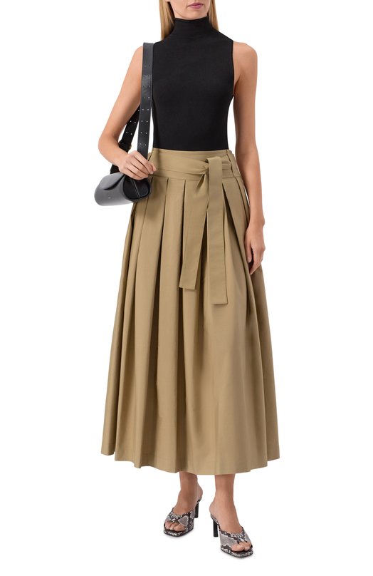 Хлопковая юбка Weekend Max Mara AGIATE Бежевый  AGIATE Фото 2