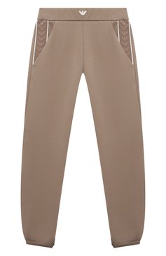 Детская комплект из толстовки и брюк EMPORIO ARMANI бежевого цвета, арт. 6D3V01/1JHSZ | Фото 5 (Рукава: Длинные; Материал внешний: Хлопок; Девочки Кросс-КТ: Костюмы-спорт; Ростовка одежда: 6 лет | 116 см, 10 - 11 лет | 140 - 146см, 7 лет | 122 см, 8 лет | 128 см, 13 - 15 лет | 158 см, 16 лет | 164 см, 4 года | 104 см, 5 лет | 110 см)