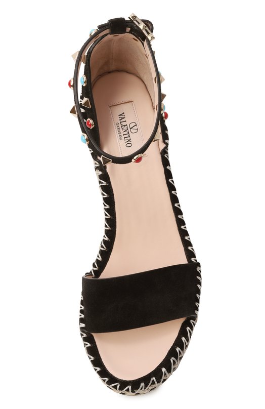 Замшевые босоножки Rockstud Double 105 Valentino 8W2S0090/GRR Чёрный  8W2S0090/GRR Фото 6