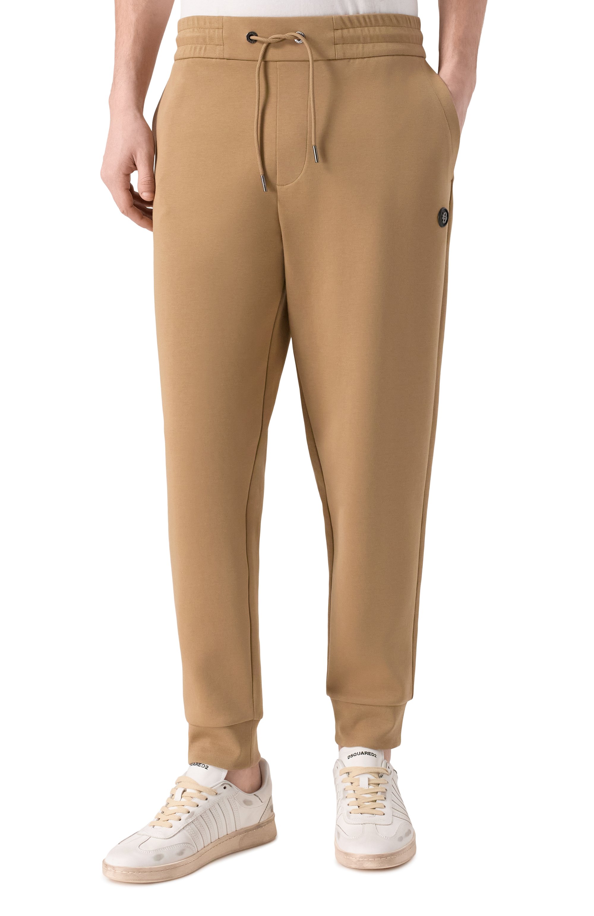 Хлопковые джоггеры BOSS темно-бежевого цвета по цене 26950 руб., арт. 50555853, фото 3 Хлопковые джоггеры BOSS, арт. 50555853, фото 3