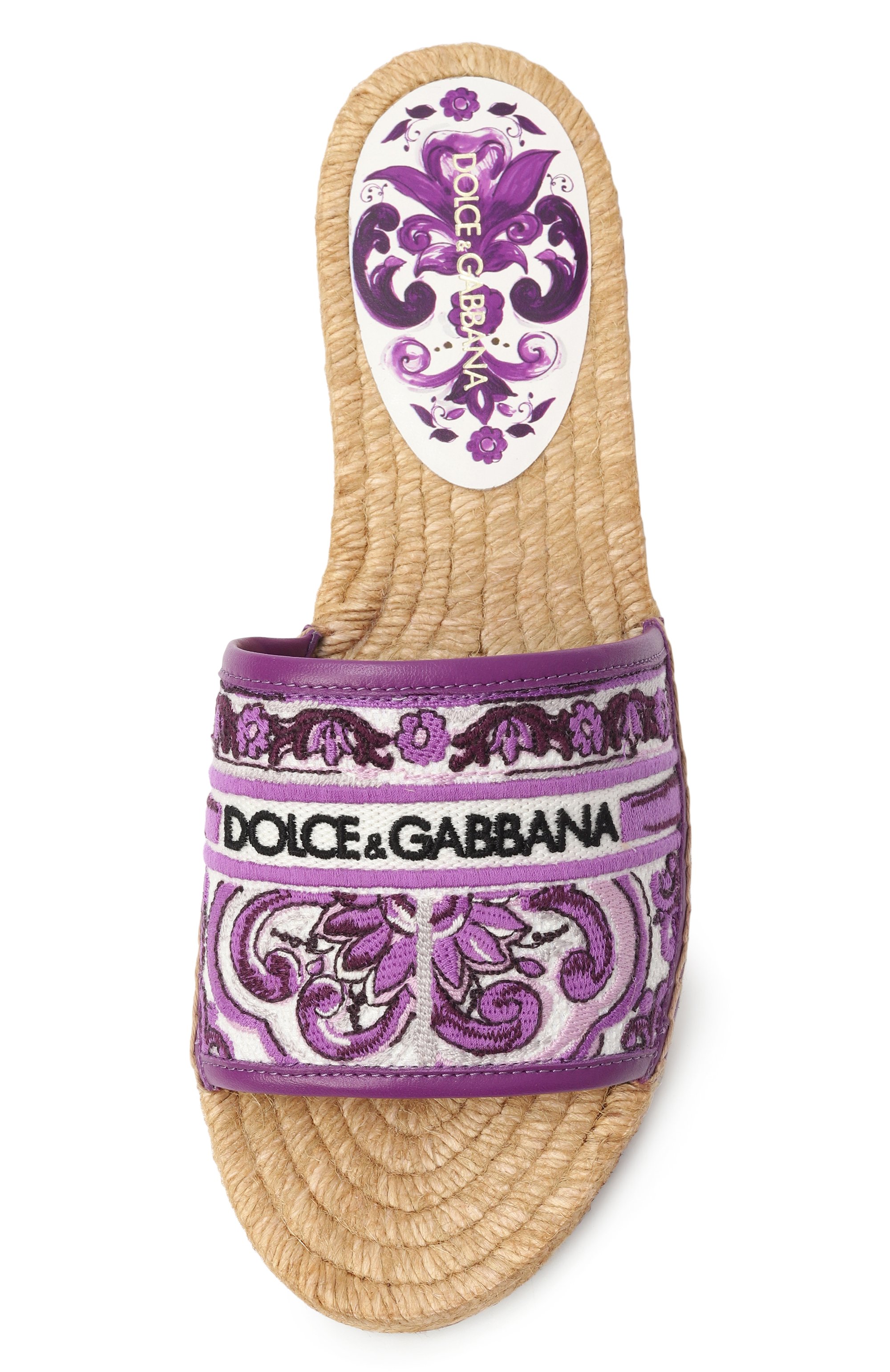 Текстильные шлепанцы DOLCE & GABBANA фиолетового цвета по цене 65350 руб., арт. CE0148/AV804, фото 6 Текстильные шлепанцы DOLCE & GABBANA, арт. CE0148/AV804, фото 6