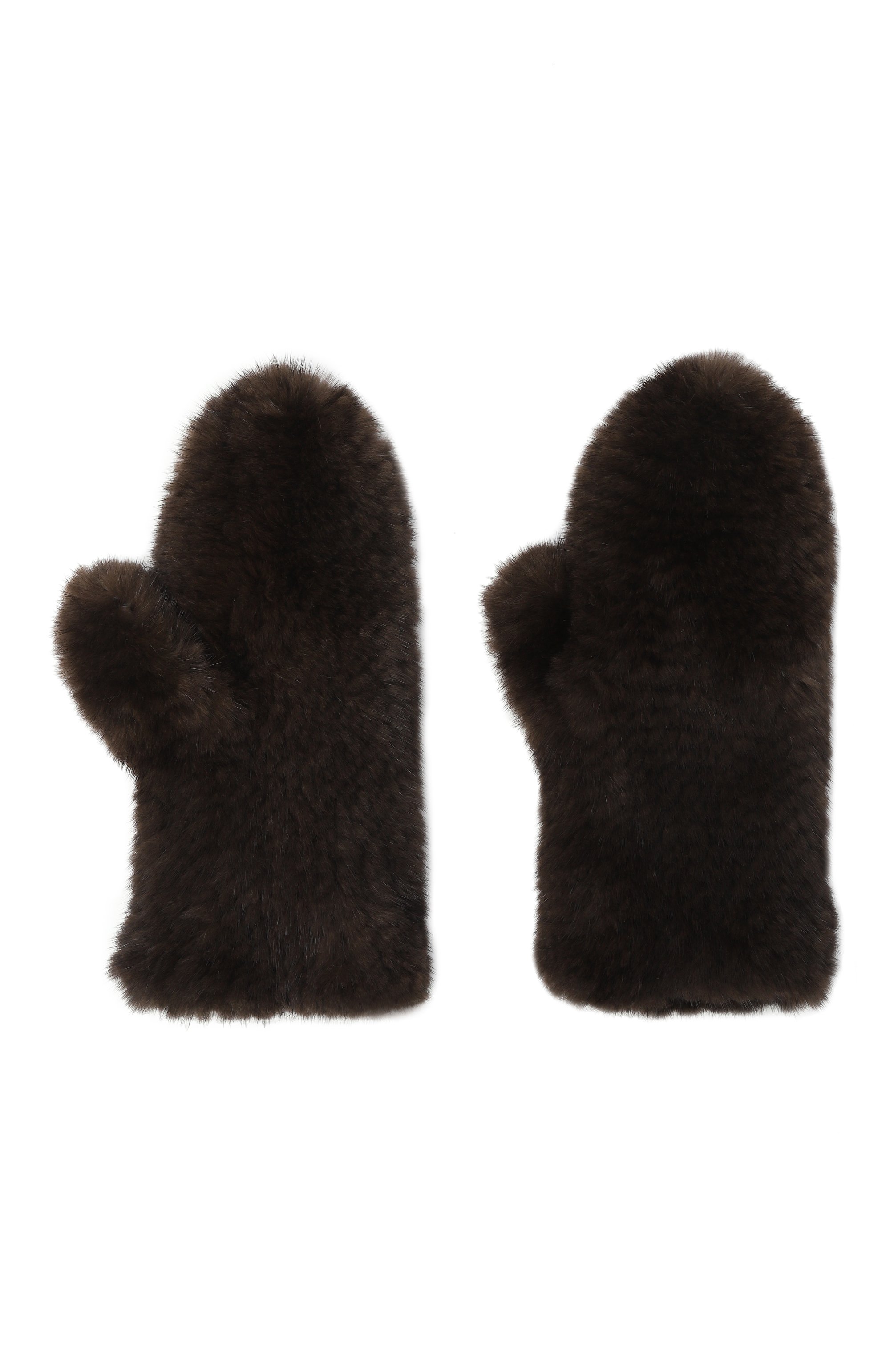 Меховые варежки из норки VICTORIA KUSENKOVA темно-коричневого цвета по цене 75900 руб., арт. 600230004105, фото 2 Меховые варежки из норки VICTORIA KUSENKOVA, арт. 600230004105, фото 2