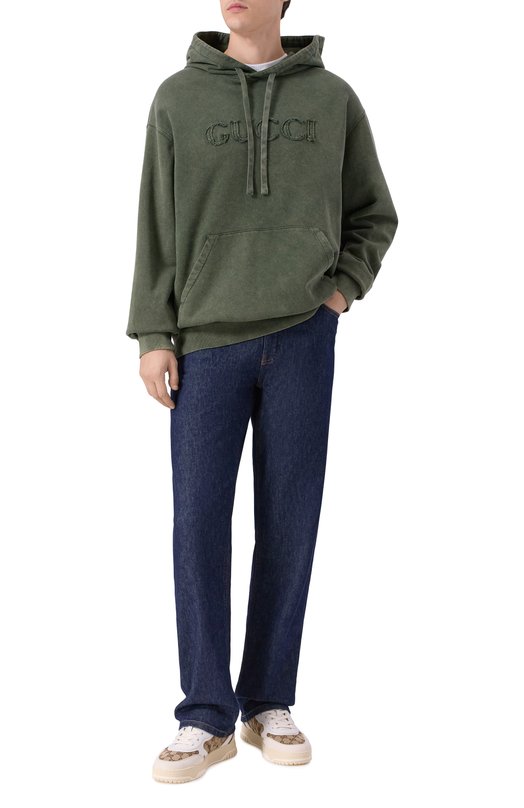 Хлопковое худи Gucci 788771/XJG6A Зелёный  788771/XJG6A Фото 2