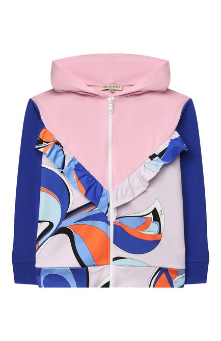Детский хлопковая толстовка EMILIO PUCCI разноцветного цвета, арт. 9N4070/NE020/10-14 | Фото 1 (Рукава: Длинные; Материал внешний: Хлопок; Девочки Кросс-КТ: Толстовка-одежда; Ростовка одежда: 10 - 11 лет | 140 - 146см)