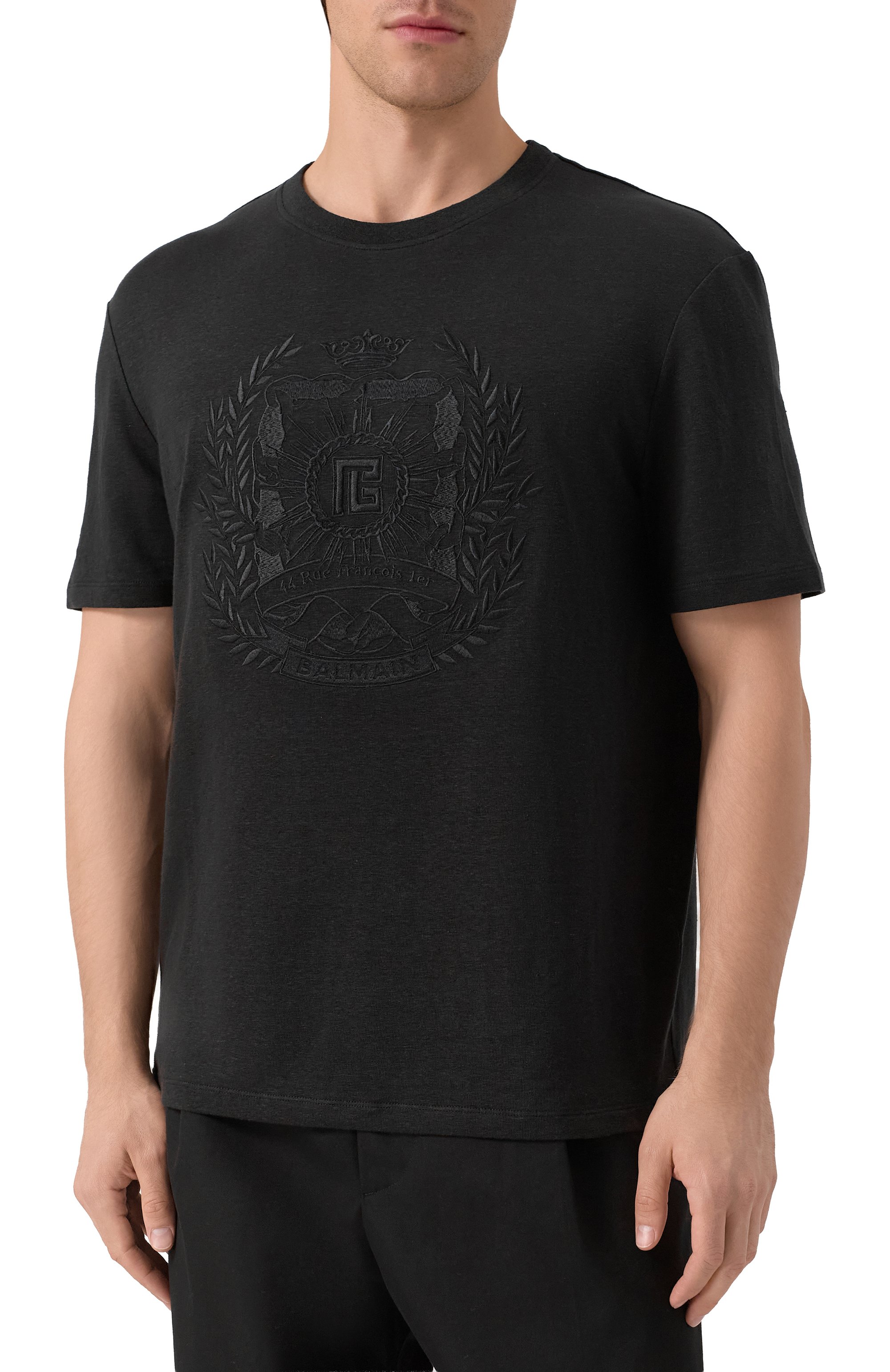 Льняная футболка BALMAIN, арт. FH1EG000/BD09, фото 3