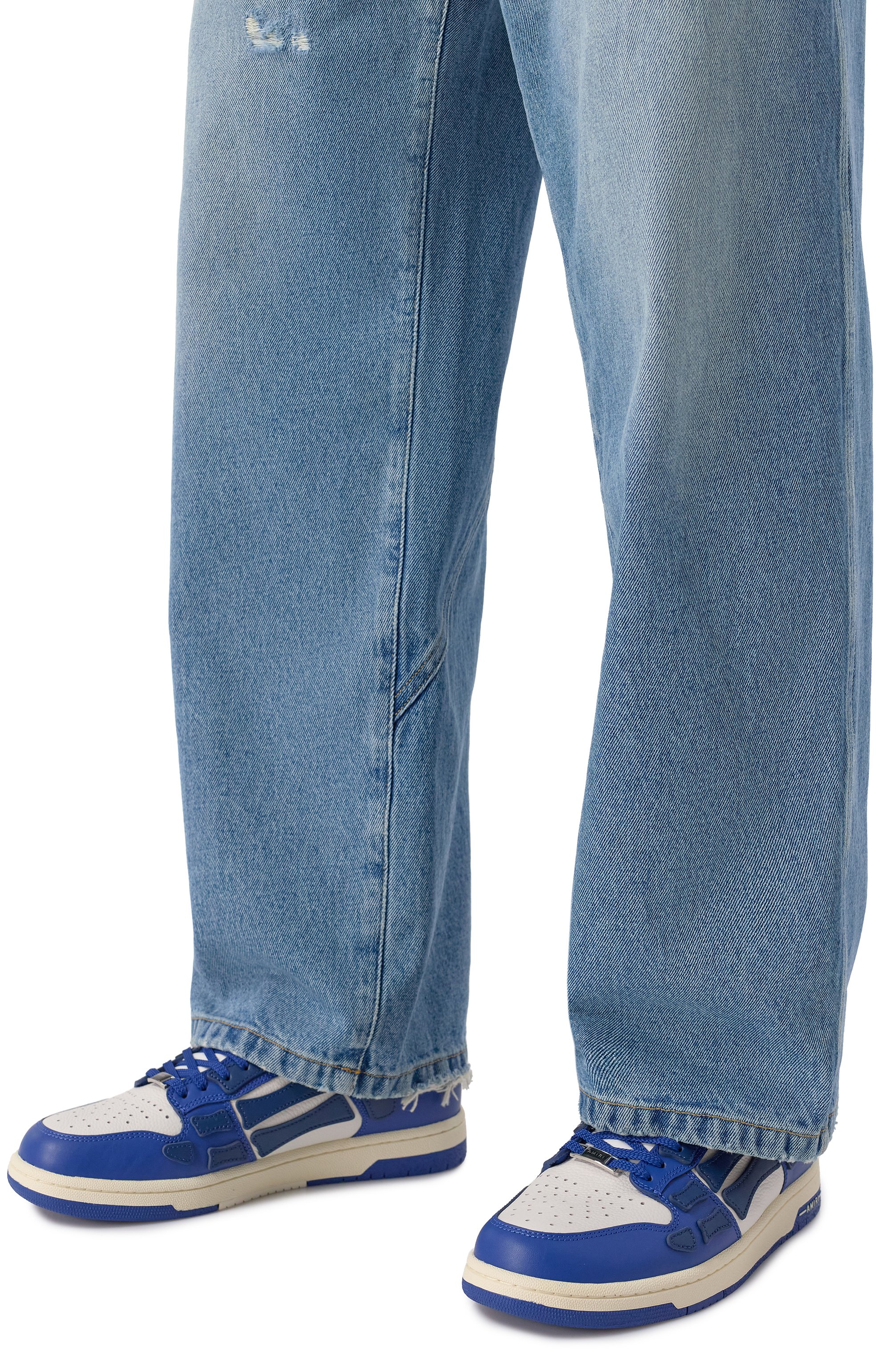 Кожаные кеды skel-top AMIRI синего цвета по цене 64300 руб., арт. AMF0SR1047, фото 3 Кожаные кеды skel-top AMIRI, арт. AMF0SR1047, фото 3