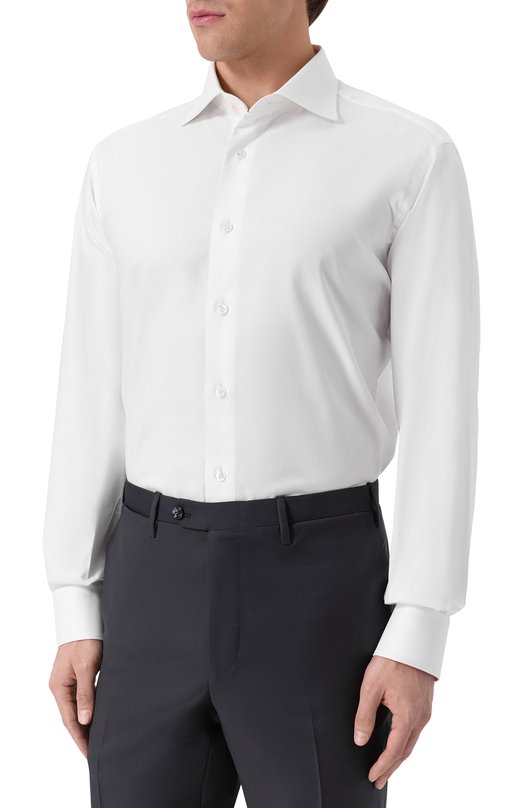 Хлопковая сорочка Brioni RCB10M/0A05Q Белый  RCB10M/0A05Q Фото 3