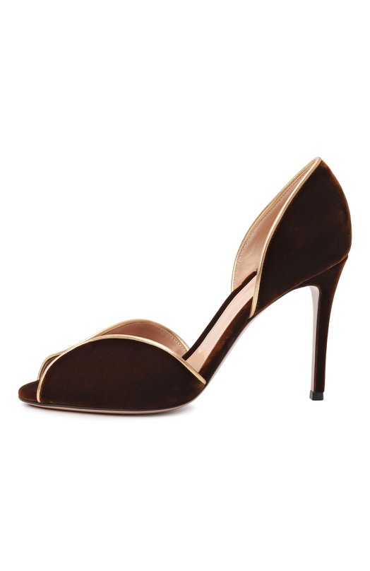 Бархатные туфли Ethel Gianvito Rossi G61751.95RIC.NK1MKBW Золотой  G61751.95RIC.NK1MKBW Фото 4