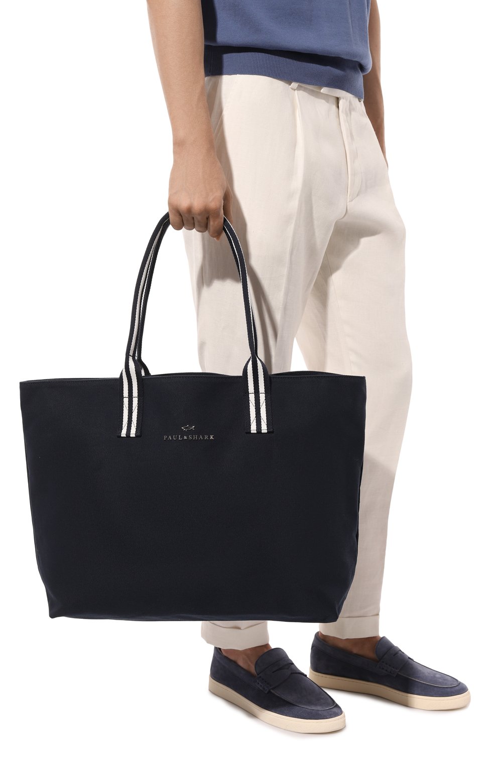 Текстильная сумка-шопер PAUL&SHARK темно-синего цвета по цене 23900 руб., арт. 24418126, фото 2 Текстильная сумка-шопер PAUL&SHARK, арт. 24418126, фото 2