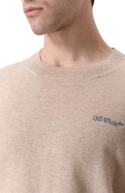 Кашемировый джемпер Off-White 0MHE200F25KNI001 Бежевый  0MHE200F25KNI001 Фото 5