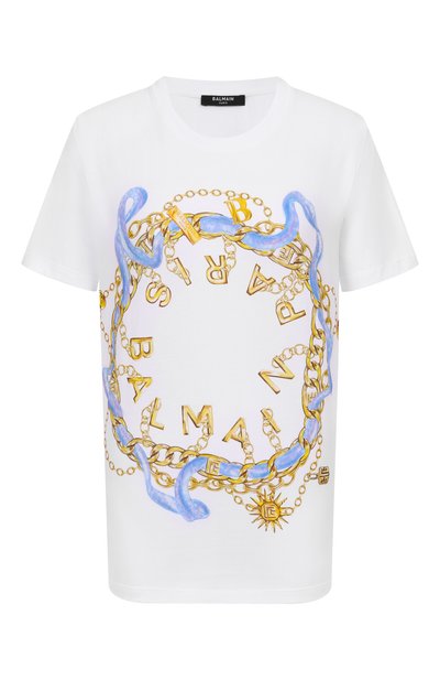 Женская хлопковая футболка BALMAIN, арт. FF1EF000/GF09