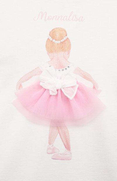 Хлопковый лонгслив MONNALISA белого цвета по цене 8925 руб., арт. 39B605, фото 3 Хлопковый лонгслив MONNALISA, арт. 39B605, фото 3