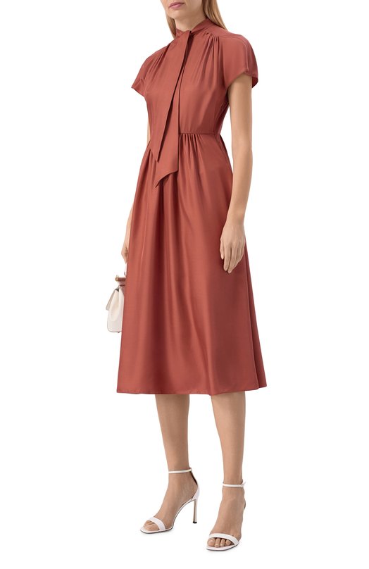 Атласное платье MVST M26.2PW.D032/F093 TWILL Коричневый  M26.2PW.D032/F093 TWILL Фото 2