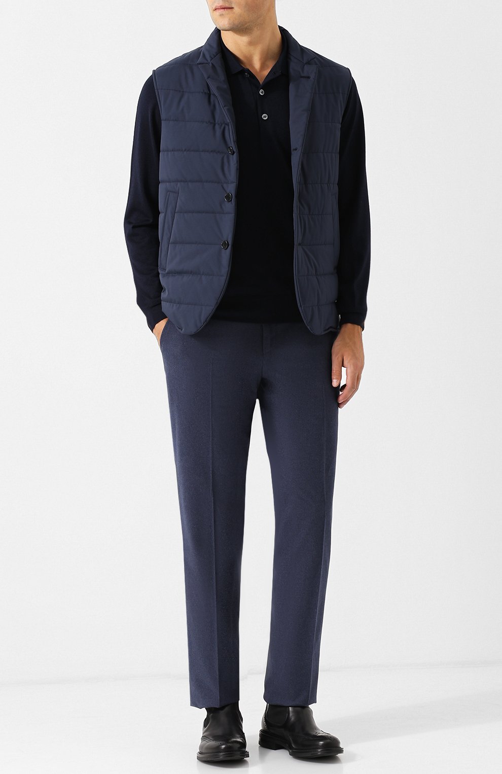 Хлопковые брюки LORO PIANA темно-синего цвета по цене 51800 руб., арт. FAG4236, фото 2 Хлопковые брюки LORO PIANA, арт. FAG4236, фото 2